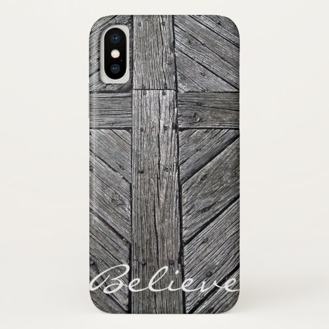 Christian cross rustic wood monogram Case-Mate iPhone case (Back)