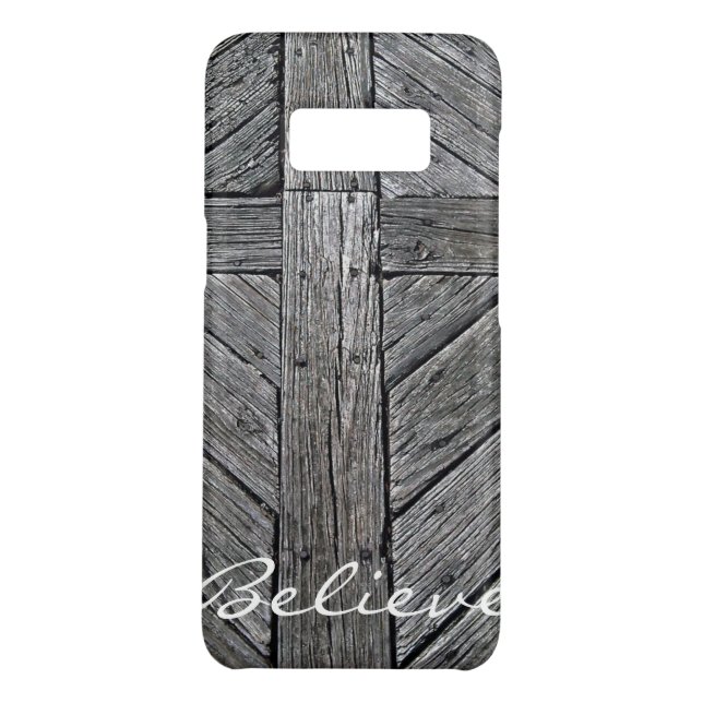 Christian cross rustic wood monogram Case-Mate samsung galaxy case (Back)