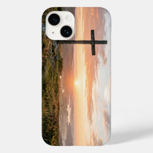 Christian Cross Scenic Hillside Sunset iPhone Case