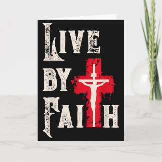 Christian Cross Scripture Live By Faith  Card