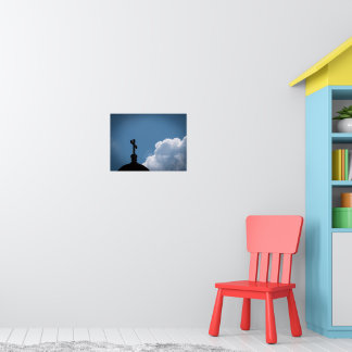 Christian Cross Silhouette Against  Blue Sky Poster