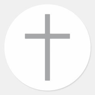 Christian Cross Silver Round Classic Round Sticker