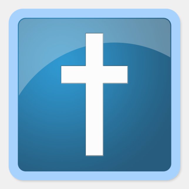 Christian Cross Square Sticker (Front)