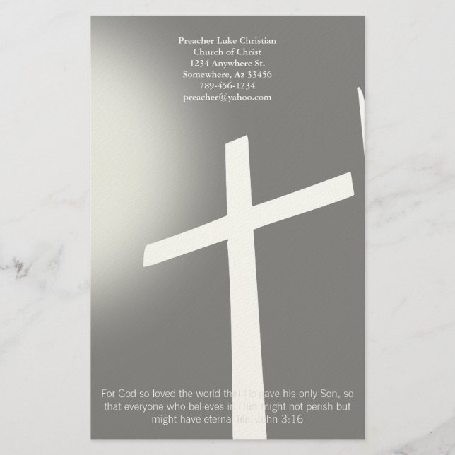 Christian Cross Stationery On Black (Front)