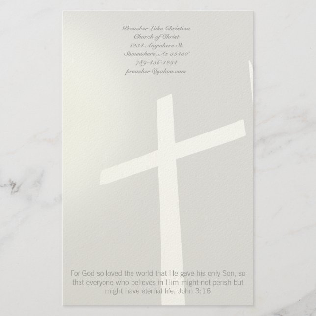 Christian Cross Stationery On Grey (Front)