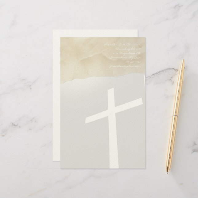 Christian Cross Stationery On Grey (Front/Back In Situ)