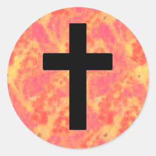 Christian Cross Stickers Sunrise Colour Background