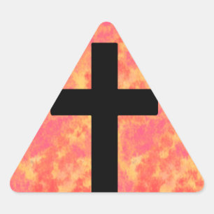Christian Cross Stickers Sunrise Colour Background
