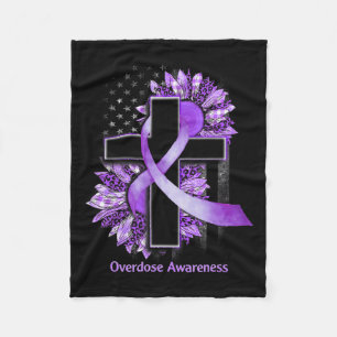 Christian Cross Sunflower Overdose Awareness Fleece Blanket