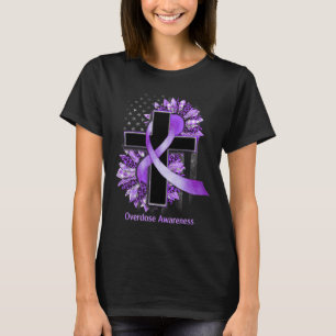 Christian Cross Sunflower Overdose Awareness T-Shirt