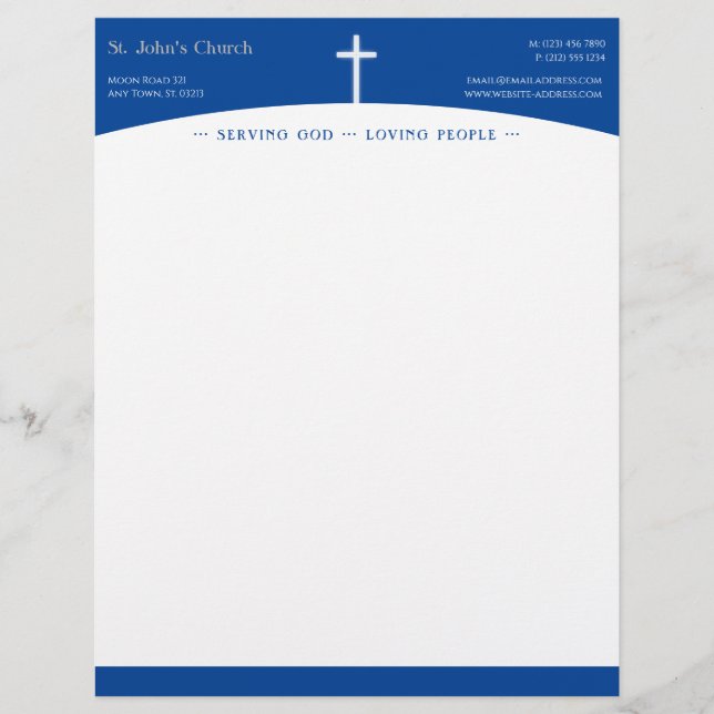 Christian Cross Symbol Custom Letterhead (Front)