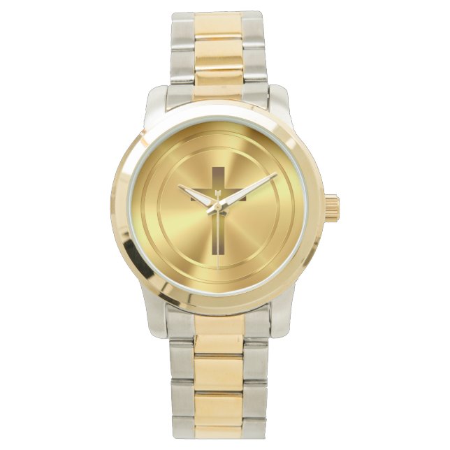 Christian Cross Symbol | gold Watch (Front)