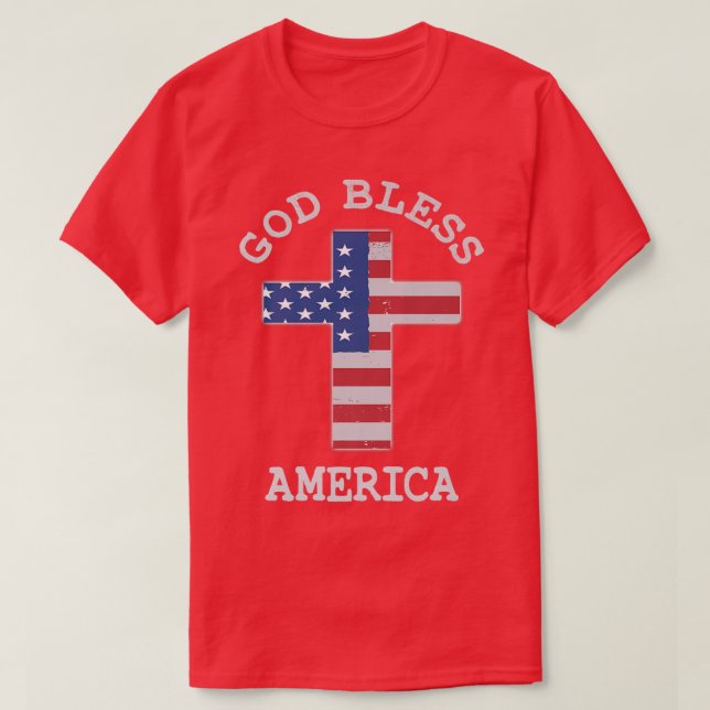 Christian cross USA Flag God bless america Premium T-Shirt (Design Front)