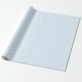 Christian Cross White on Blue Damask Pattern Wrapping Paper