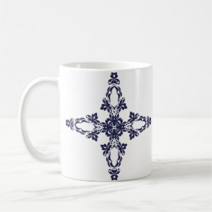 Christian Cross with Blue Ornament Coffee Mug