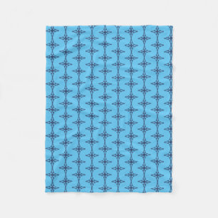 Christian Cross with Blue Ornament Fleece Blanket