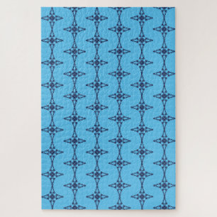 Christian Cross with Blue Ornament Jigsaw Puzzle
