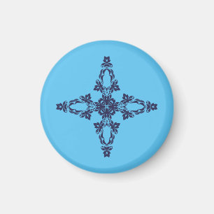Christian Cross with Blue Ornament Magnet