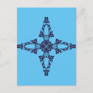 Christian Cross with Blue Ornament Postcard