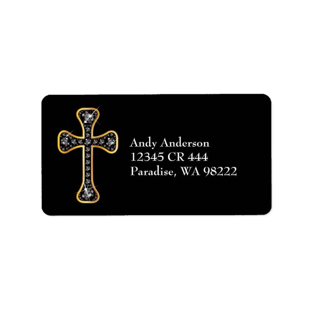 Christian Cross with "Onyx" Stones Label (Front)