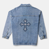 Christian Cross with White Diamonds Denim Jacket
