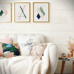 christian cross words cushion