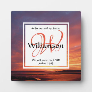 Christian Custom Monogram AS FOR ME AND MY HOUSE Plaque