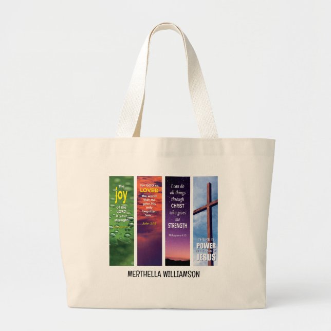 Christian Custom Name BIBLE MEDITATION Large Tote Bag (Front)
