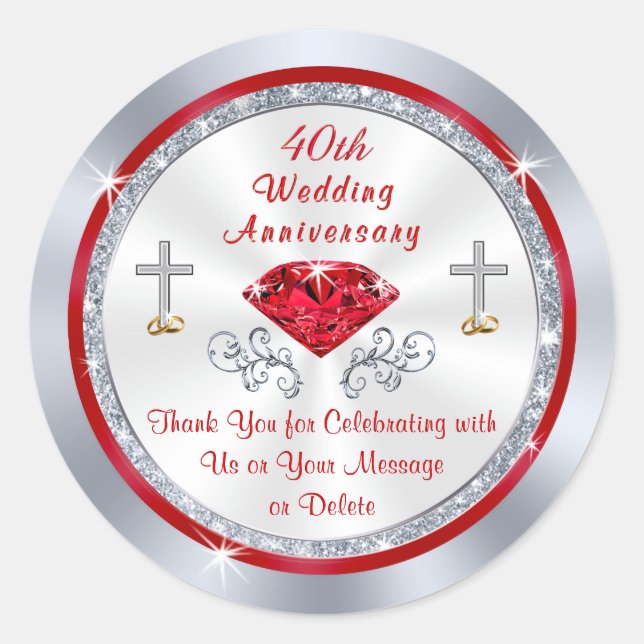 Christian Customisable 40th Anniversary Stickers (Front)