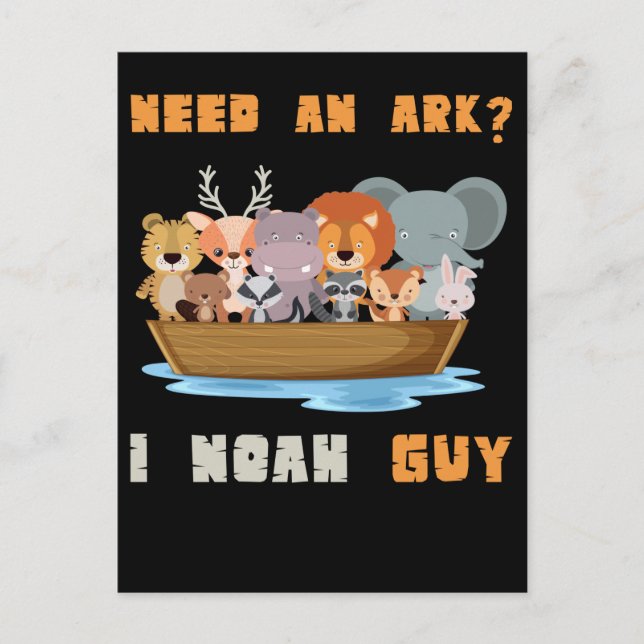 Christian Cute Animals Noah Ark Religious Pun Postcard (Front)