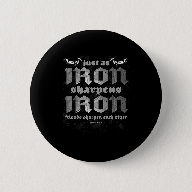 Christian Dad Iron Sharpens Iron Bible Proverbs Ve 6 Cm Round Badge (Front)