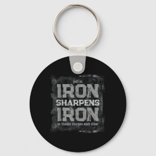 Christian Dad Iron Sharpens Iron Scripture Verse B Key Ring