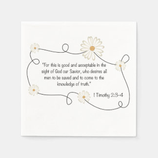 Christian Daisy Flower Bible Quote Napkin