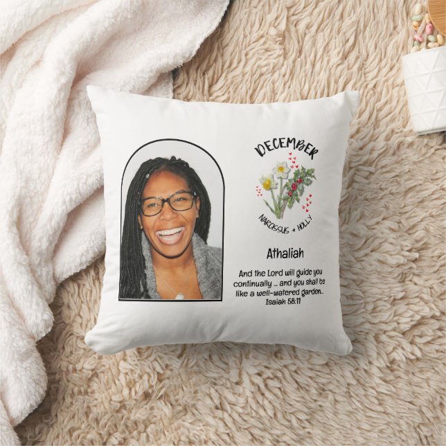 Christian DECEMBER Birth Month Flower NAME PHOTO Cushion (Blanket)