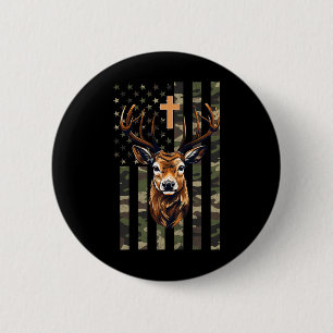 Christian Deer Hunting Camo American Flag 6 Cm Round Badge