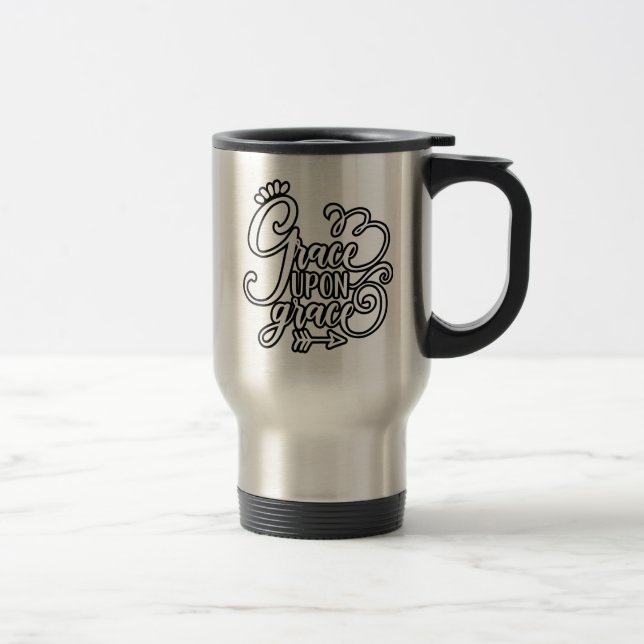 Christian Design Grace Upon Grace Travel Mug (Right)