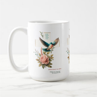 Christian Design with Cross and Bird Coffee Mug