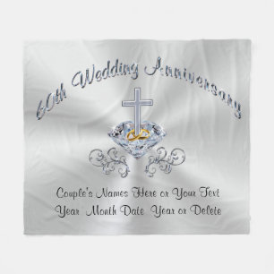 Christian Diamond Anniversary Gift, Personalised Fleece Blanket