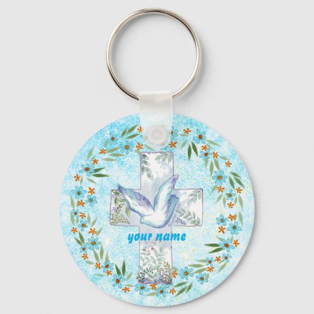 Christian Dove Cross keychain (Front)