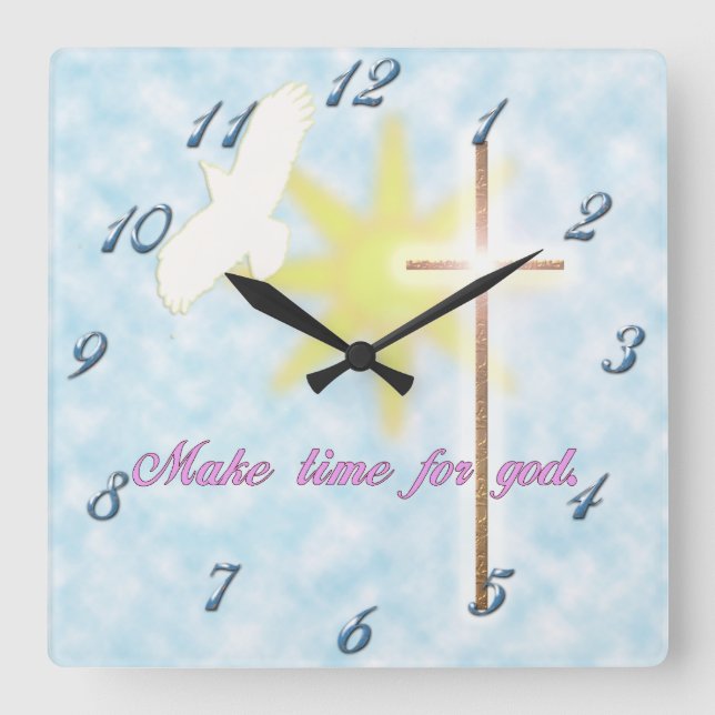 christian dove square wall clock (Front)