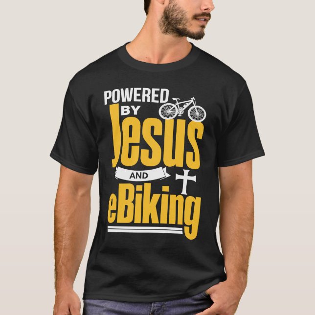 Christian E Biker  Jesus EBike Electric Bike E Bik T-Shirt (Front)