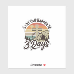 Christian Easter 3 Days Retro Cross Cave T-Shirt D