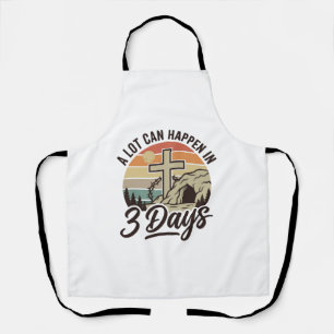 Christian Easter 3 Days Retro Cross Cave T-Shirt D Apron