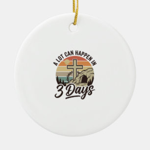 Christian Easter 3 Days Retro Cross Cave T-Shirt D Ceramic Ornament