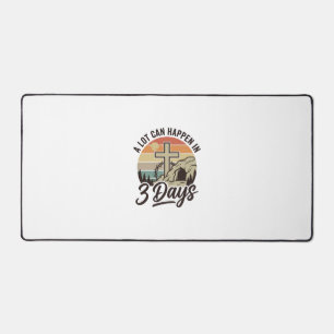 Christian Easter 3 Days Retro Cross Cave T-Shirt D Desk Mat