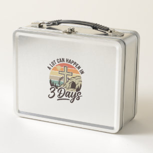 Christian Easter 3 Days Retro Cross Cave T-Shirt D Metal Lunch Box