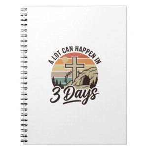 Christian Easter 3 Days Retro Cross Cave T-Shirt D Notebook