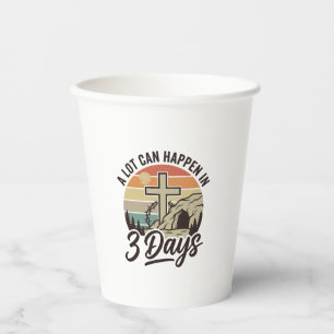 Christian Easter 3 Days Retro Cross Cave T-Shirt D Paper Cups