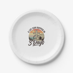 Christian Easter 3 Days Retro Cross Cave T-Shirt D Paper Plate