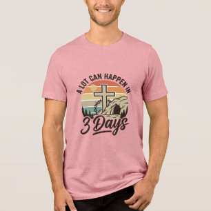 Christian Easter 3 Days Retro Cross Cave T-Shirt D Tri-Blend Shirt